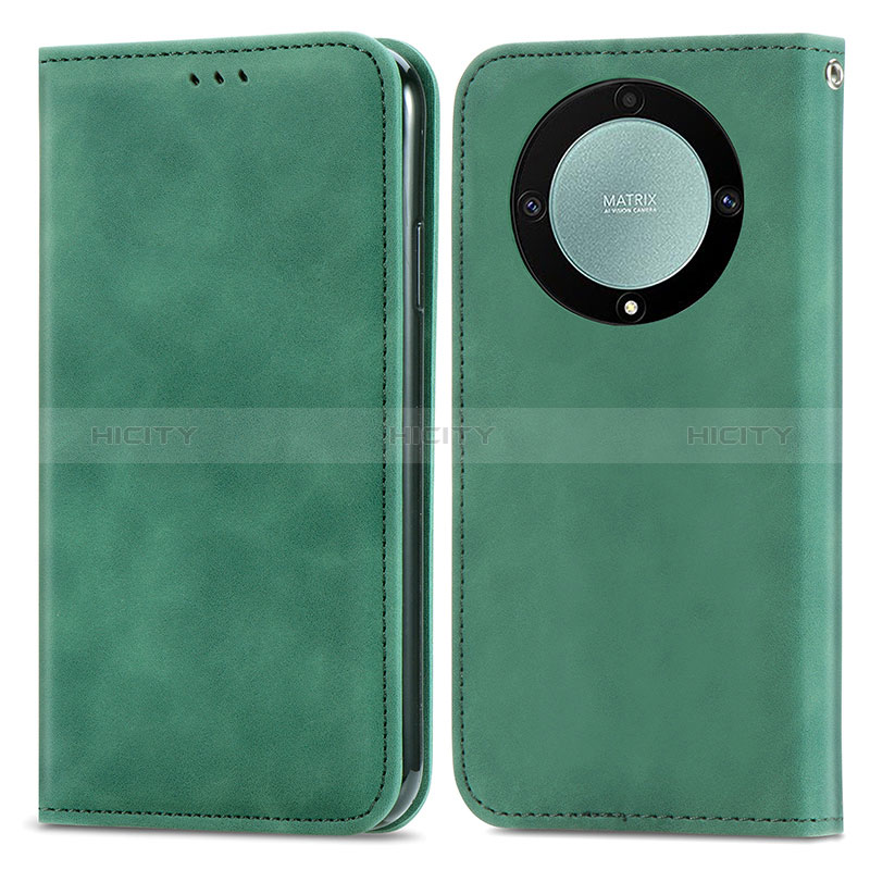 Funda de Cuero Cartera con Soporte Carcasa S04D para Huawei Honor X9a 5G Verde