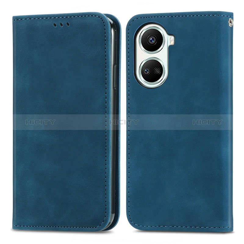 Funda de Cuero Cartera con Soporte Carcasa S04D para Huawei Nova 10 SE Azul