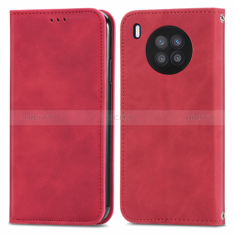 Funda de Cuero Cartera con Soporte Carcasa S04D para Huawei Nova 8i Rojo