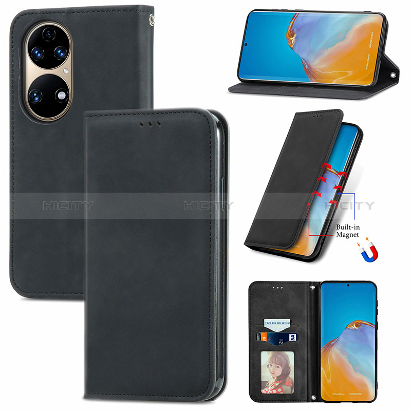 Funda de Cuero Cartera con Soporte Carcasa S04D para Huawei P50e