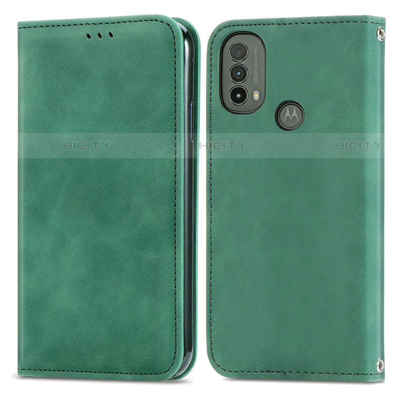 Funda de Cuero Cartera con Soporte Carcasa S04D para Motorola Moto E20 Verde