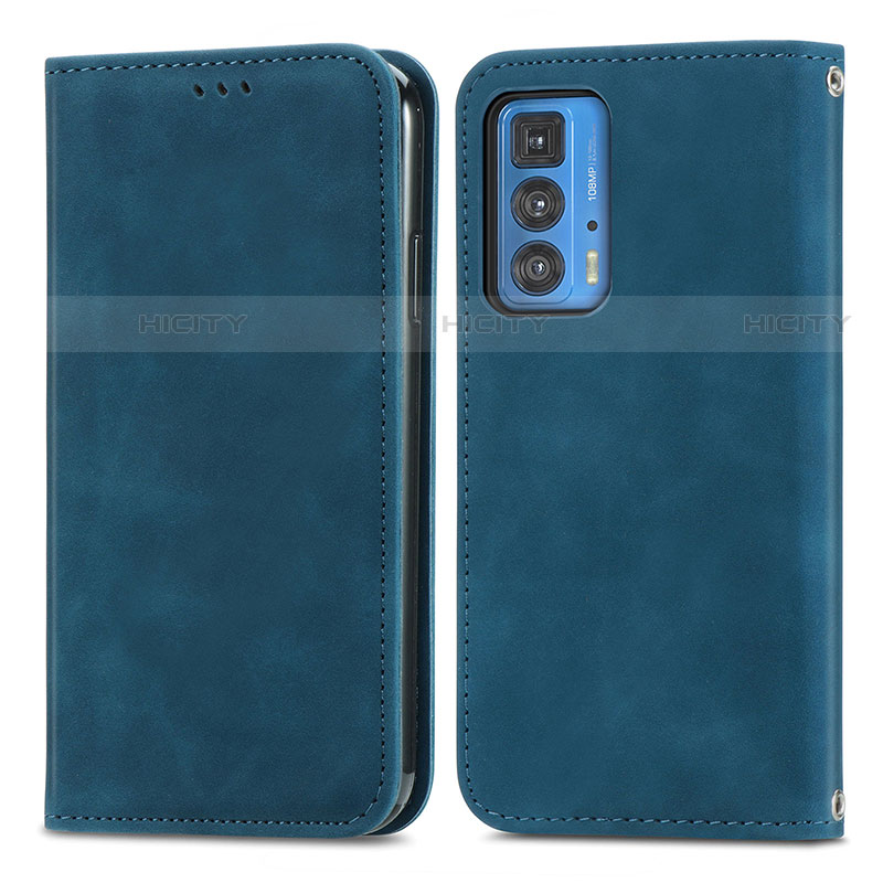 Funda de Cuero Cartera con Soporte Carcasa S04D para Motorola Moto Edge 20 Pro 5G Azul