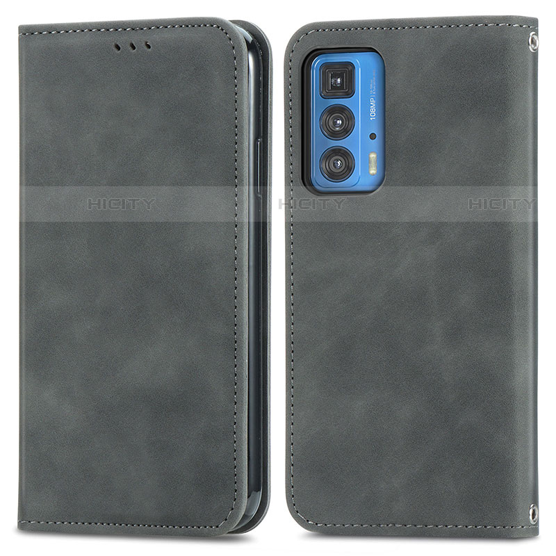 Funda de Cuero Cartera con Soporte Carcasa S04D para Motorola Moto Edge 20 Pro 5G Gris