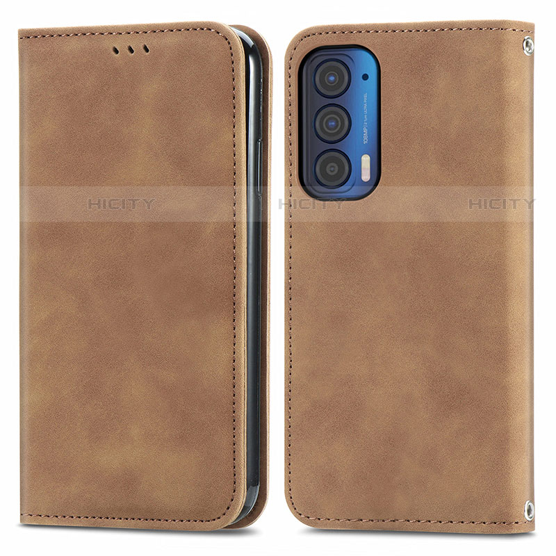 Funda de Cuero Cartera con Soporte Carcasa S04D para Motorola Moto Edge (2021) 5G Marron