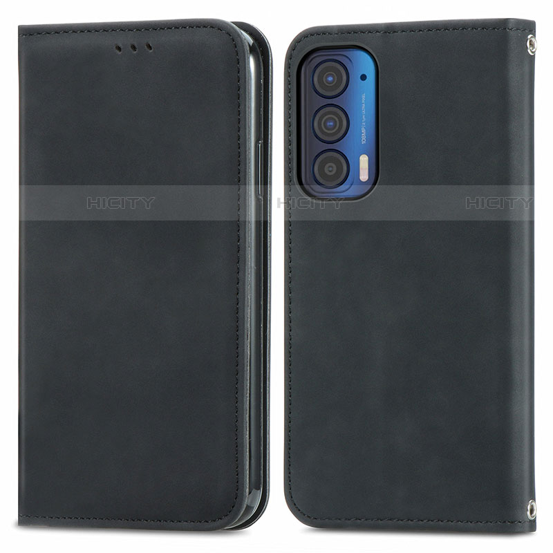 Funda de Cuero Cartera con Soporte Carcasa S04D para Motorola Moto Edge (2021) 5G Negro