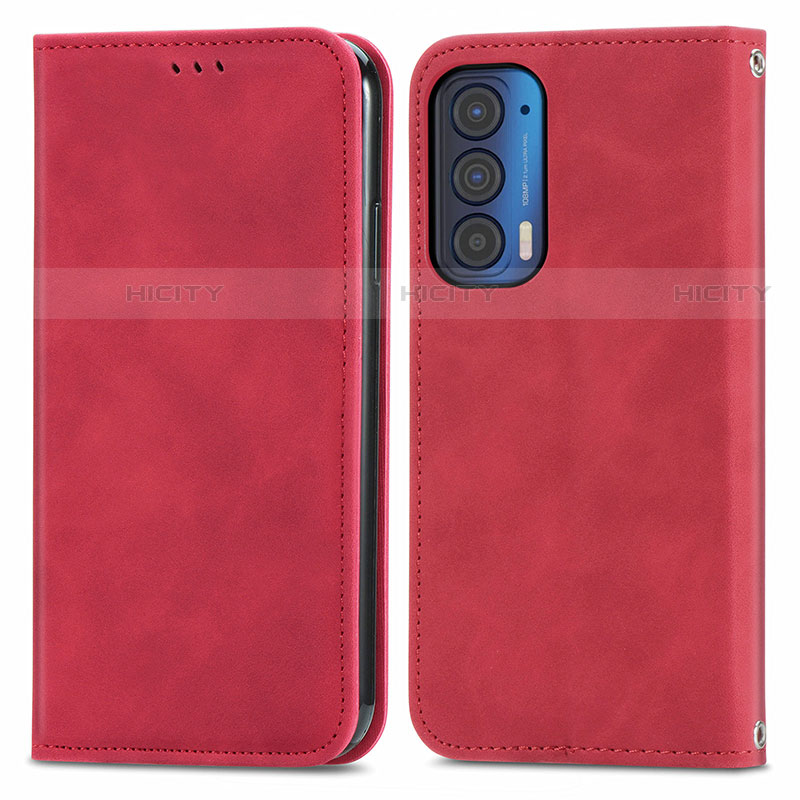 Funda de Cuero Cartera con Soporte Carcasa S04D para Motorola Moto Edge (2021) 5G Rojo