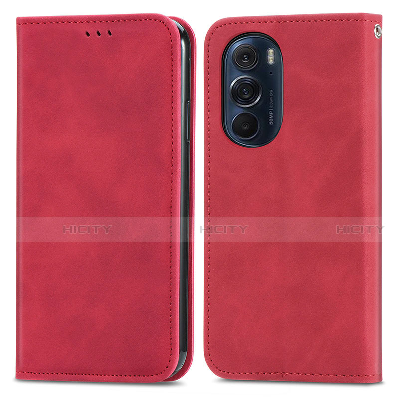 Funda de Cuero Cartera con Soporte Carcasa S04D para Motorola Moto Edge 30 Pro 5G Rojo