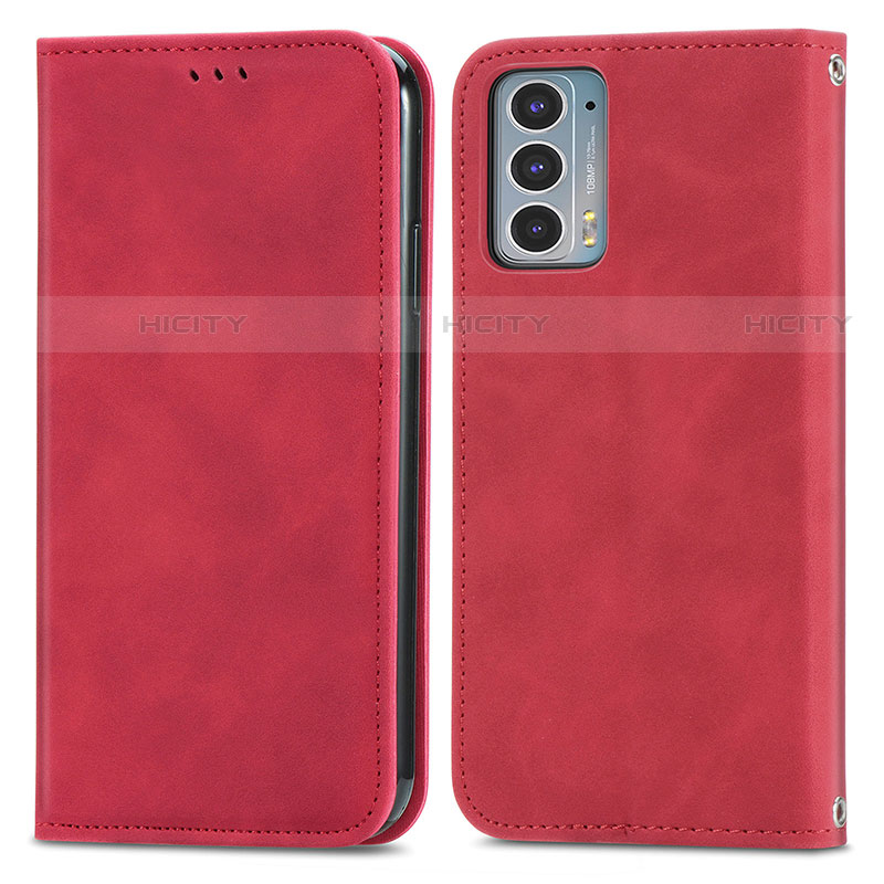 Funda de Cuero Cartera con Soporte Carcasa S04D para Motorola Moto Edge Lite 5G Rojo