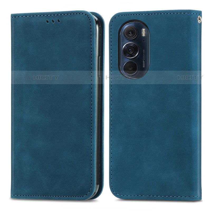 Funda de Cuero Cartera con Soporte Carcasa S04D para Motorola Moto Edge Plus (2022) 5G Azul