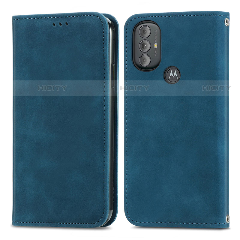 Funda de Cuero Cartera con Soporte Carcasa S04D para Motorola Moto G Play (2023) Azul