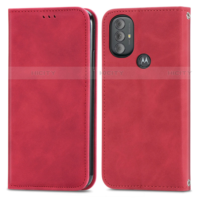 Funda de Cuero Cartera con Soporte Carcasa S04D para Motorola Moto G Play (2023) Rojo