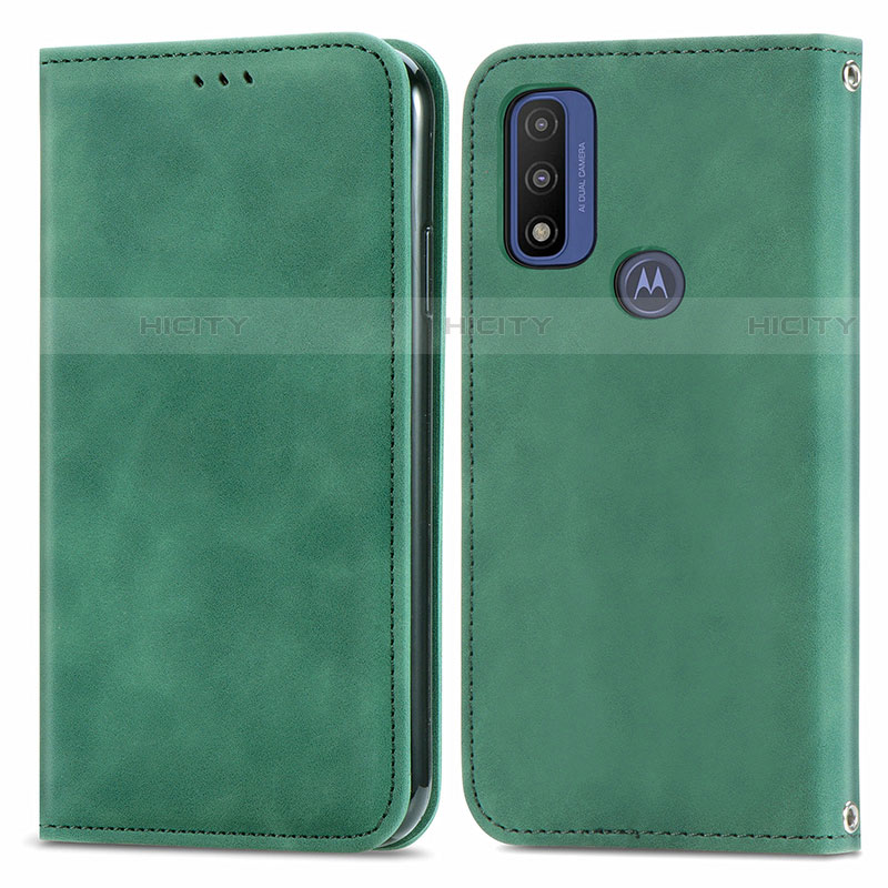 Funda de Cuero Cartera con Soporte Carcasa S04D para Motorola Moto G Pure Verde