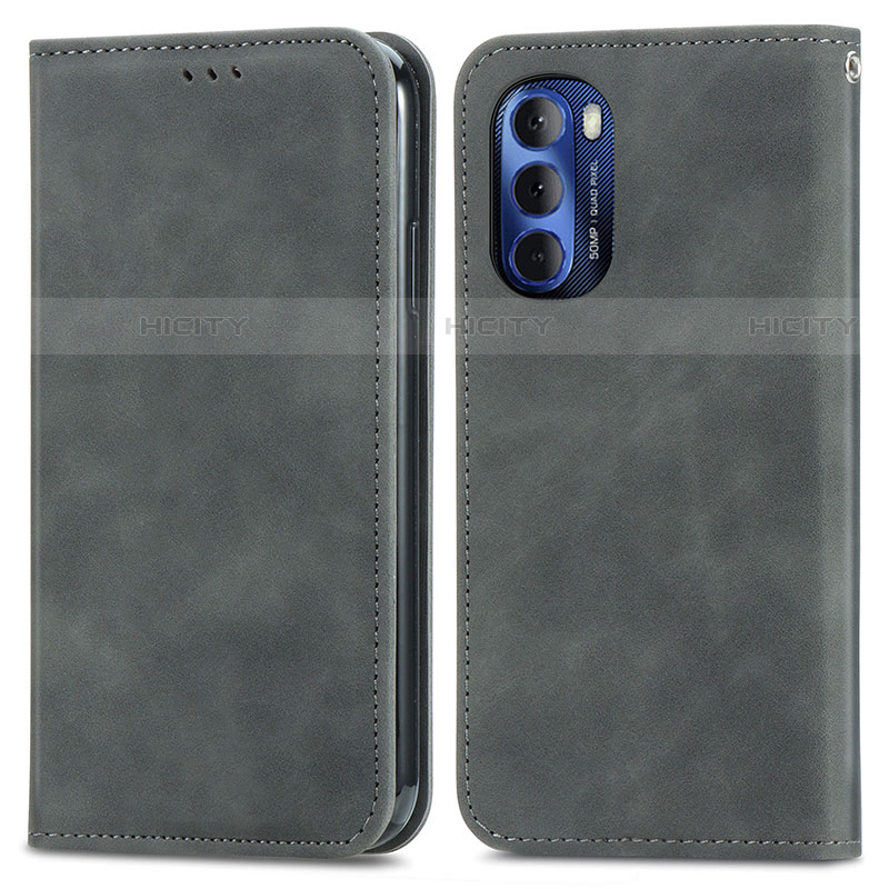 Funda de Cuero Cartera con Soporte Carcasa S04D para Motorola Moto G Stylus (2022) 4G Gris