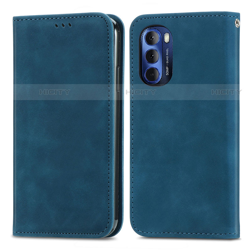 Funda de Cuero Cartera con Soporte Carcasa S04D para Motorola Moto G Stylus (2022) 5G Azul