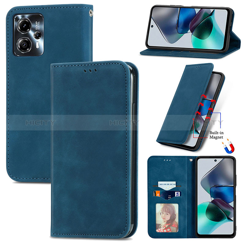 Funda de Cuero Cartera con Soporte Carcasa S04D para Motorola Moto G13