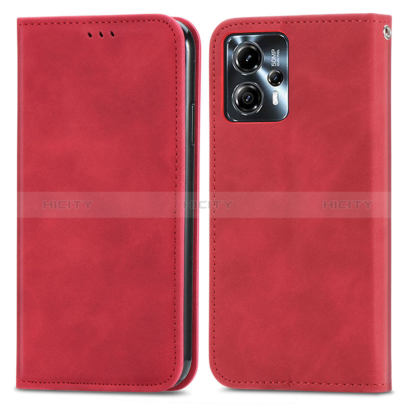 Funda de Cuero Cartera con Soporte Carcasa S04D para Motorola Moto G13 Rojo