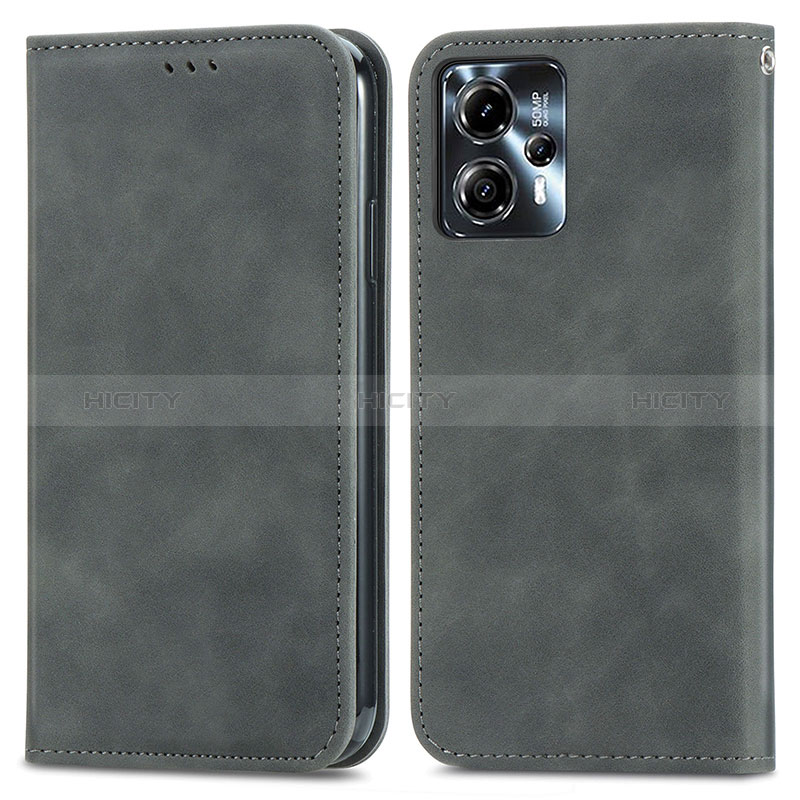 Funda de Cuero Cartera con Soporte Carcasa S04D para Motorola Moto G23 Gris