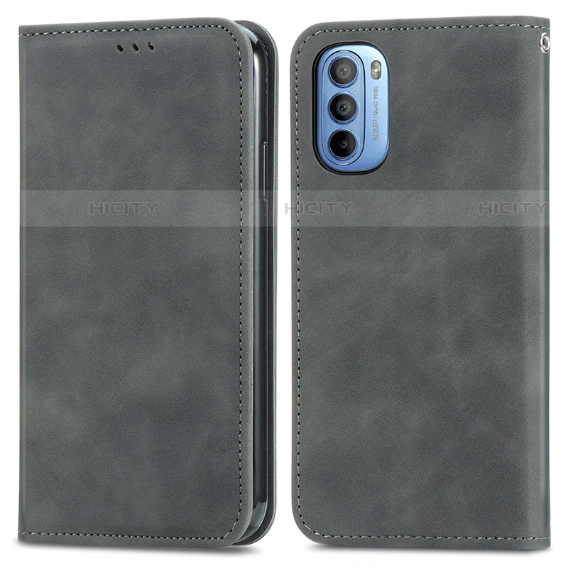 Funda de Cuero Cartera con Soporte Carcasa S04D para Motorola Moto G31 Gris