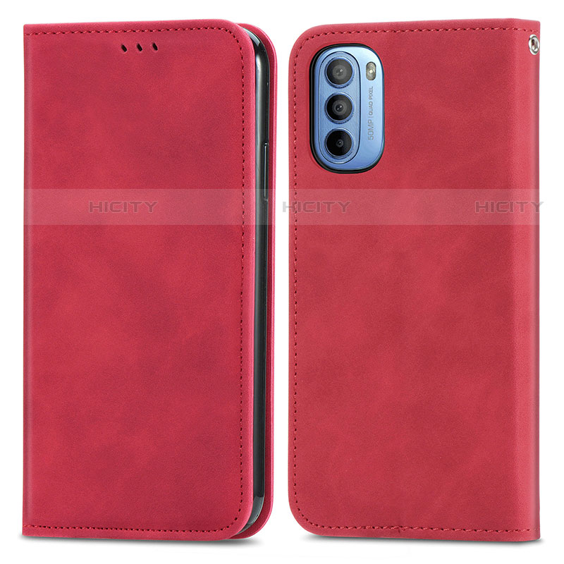 Funda de Cuero Cartera con Soporte Carcasa S04D para Motorola Moto G31 Rojo