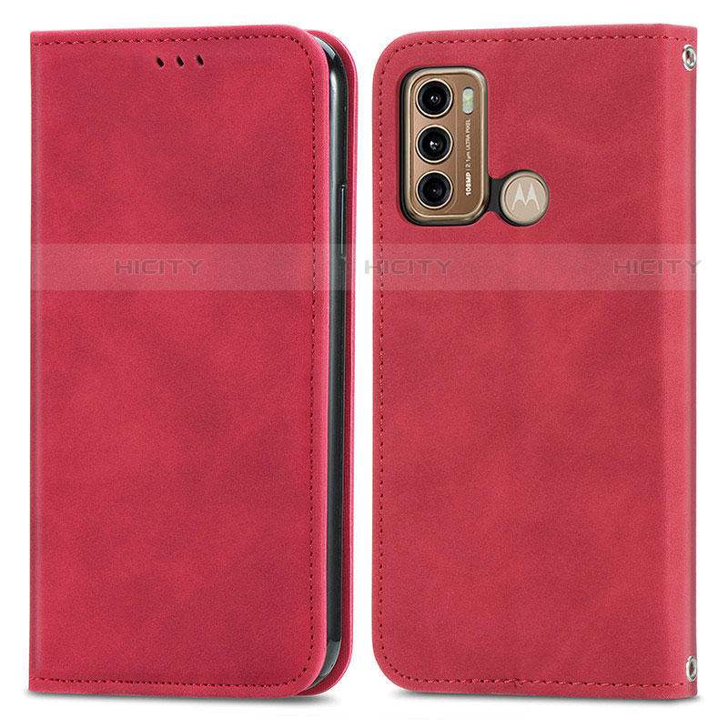 Funda de Cuero Cartera con Soporte Carcasa S04D para Motorola Moto G40 Fusion Rojo