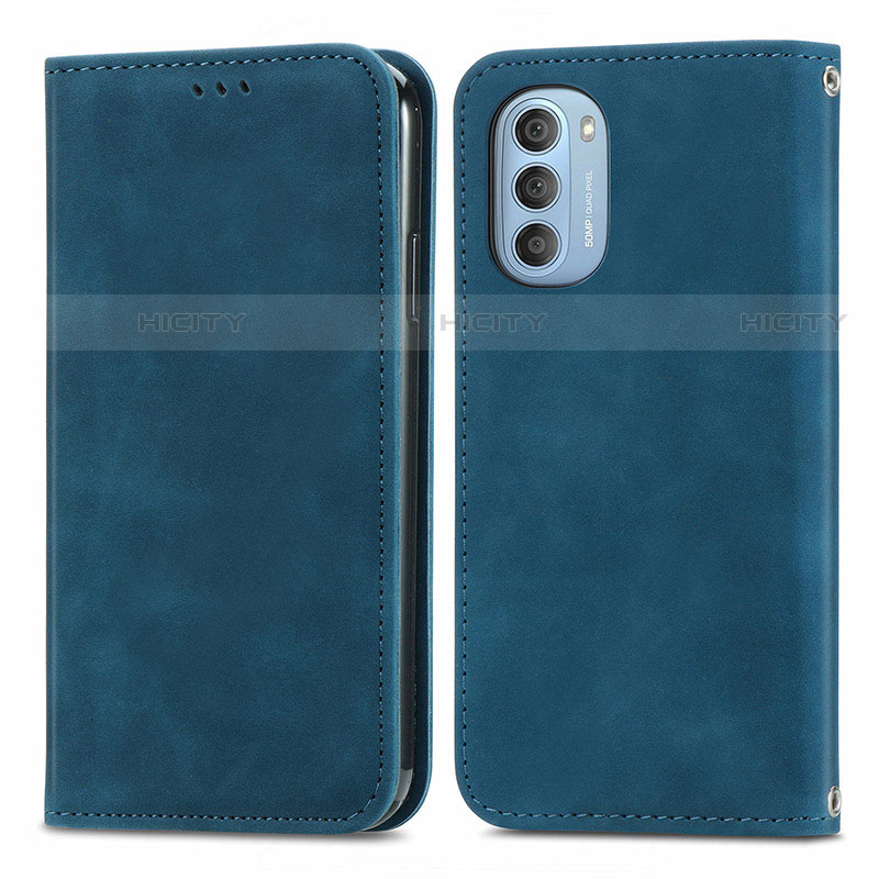 Funda de Cuero Cartera con Soporte Carcasa S04D para Motorola Moto G51 5G Azul