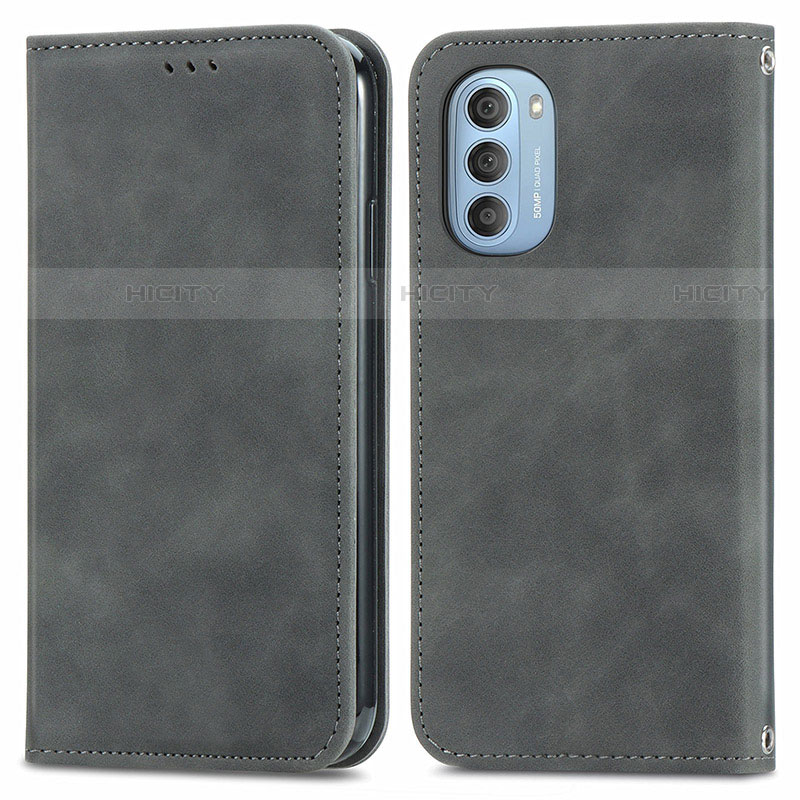 Funda de Cuero Cartera con Soporte Carcasa S04D para Motorola Moto G51 5G Gris