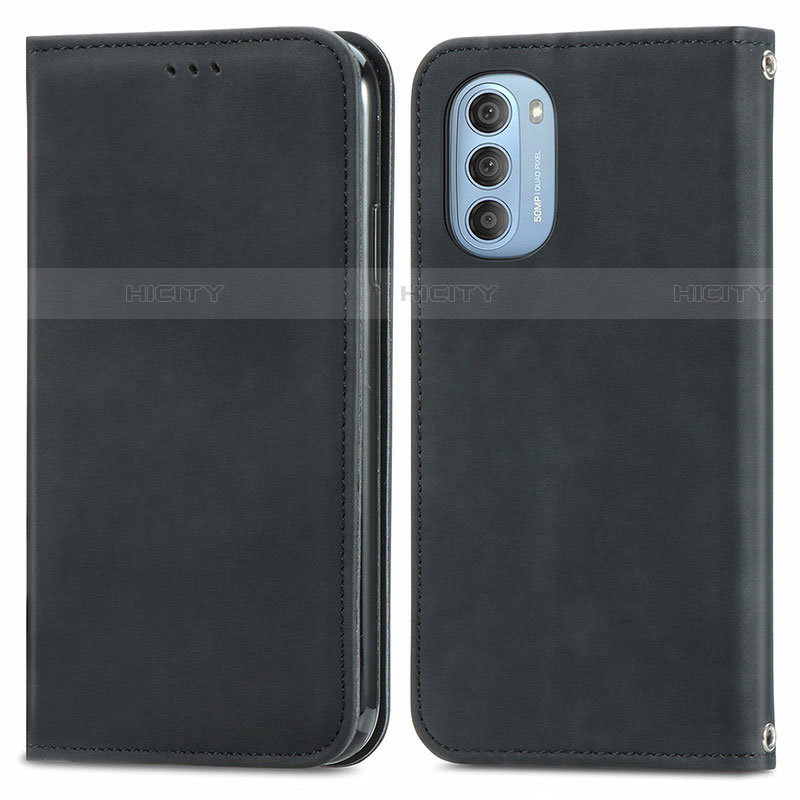 Funda de Cuero Cartera con Soporte Carcasa S04D para Motorola Moto G51 5G Negro