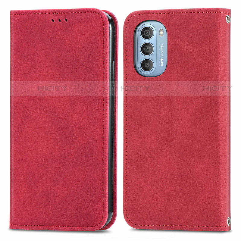 Funda de Cuero Cartera con Soporte Carcasa S04D para Motorola Moto G51 5G Rojo