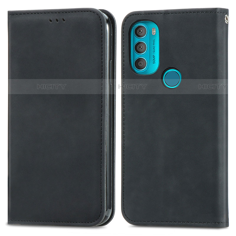 Funda de Cuero Cartera con Soporte Carcasa S04D para Motorola Moto G71 5G Negro