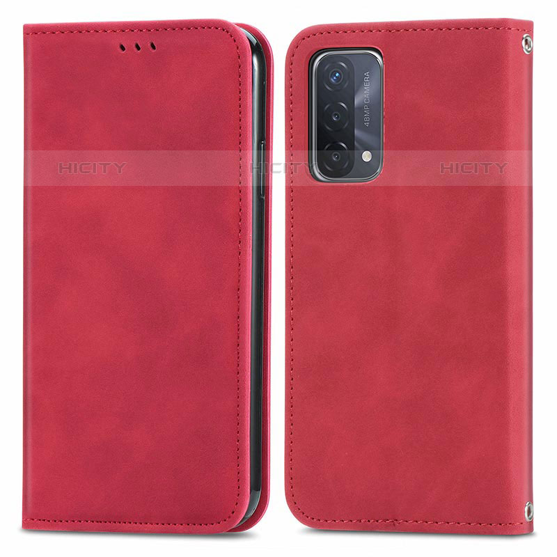 Funda de Cuero Cartera con Soporte Carcasa S04D para OnePlus Nord N200 5G Rojo