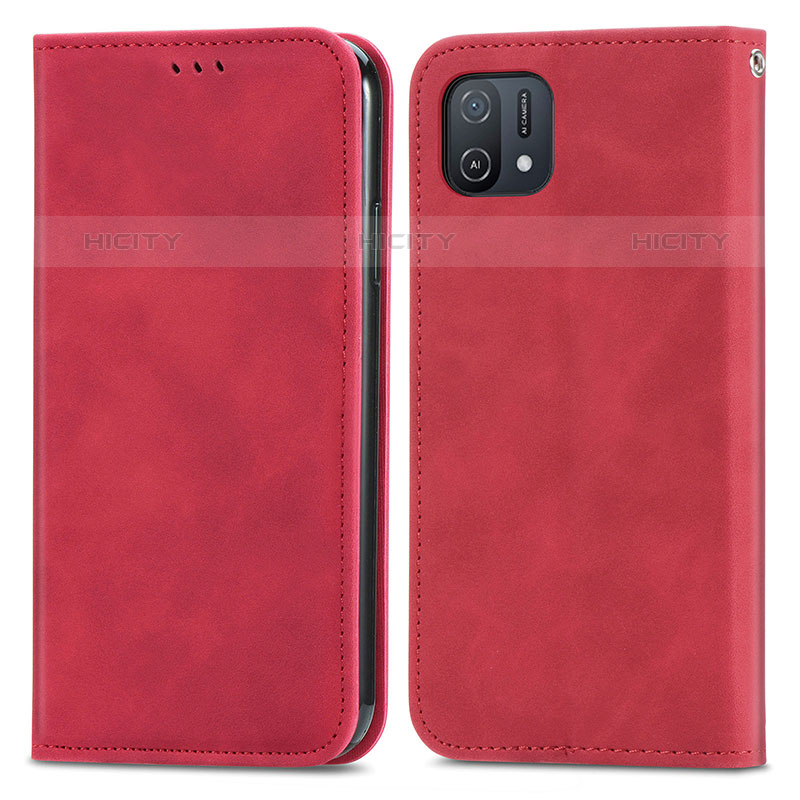 Funda de Cuero Cartera con Soporte Carcasa S04D para Oppo A16e Rojo