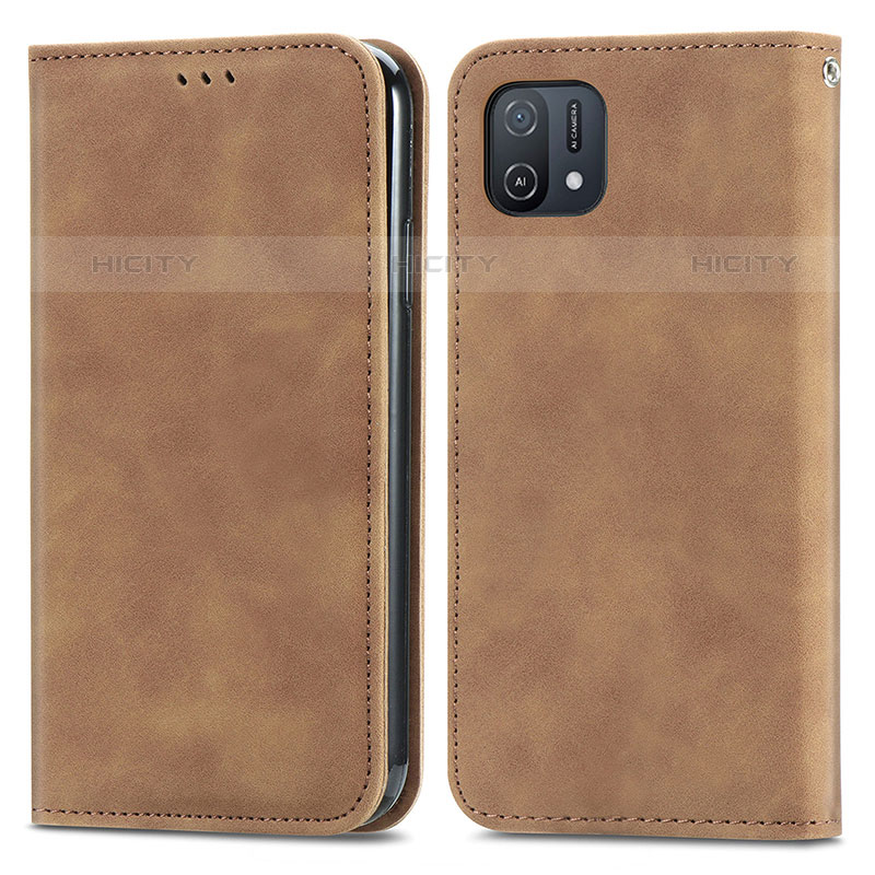 Funda de Cuero Cartera con Soporte Carcasa S04D para Oppo A16K Marron