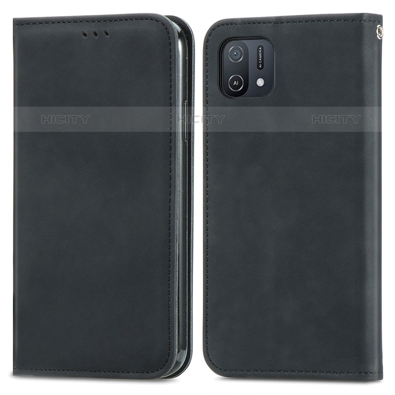 Funda de Cuero Cartera con Soporte Carcasa S04D para Oppo A16K Negro