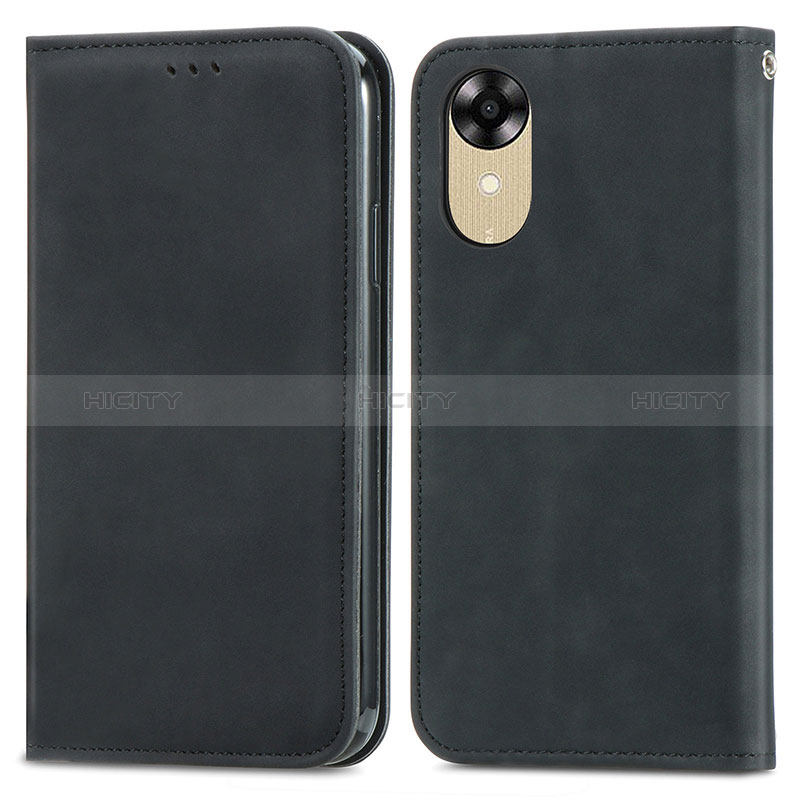 Funda de Cuero Cartera con Soporte Carcasa S04D para Oppo A17K Negro