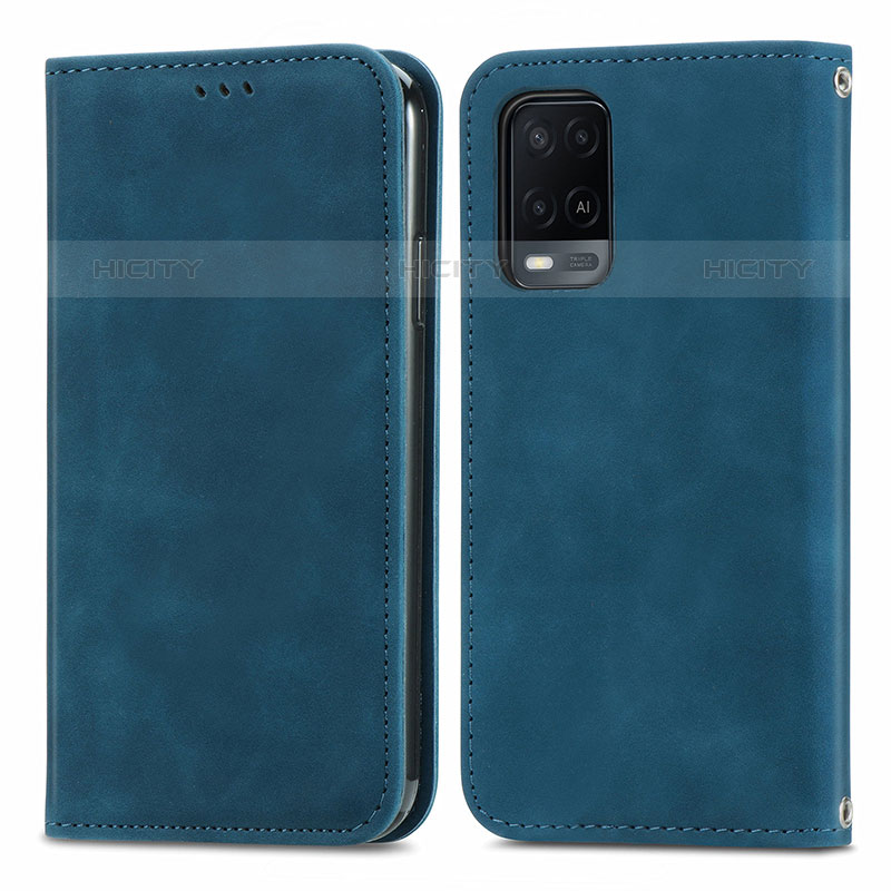 Funda de Cuero Cartera con Soporte Carcasa S04D para Oppo A54 4G Azul