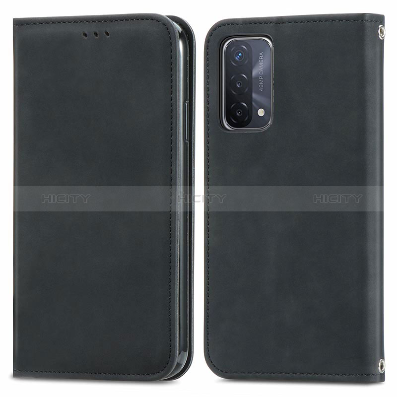 Funda de Cuero Cartera con Soporte Carcasa S04D para Oppo A54 5G Negro