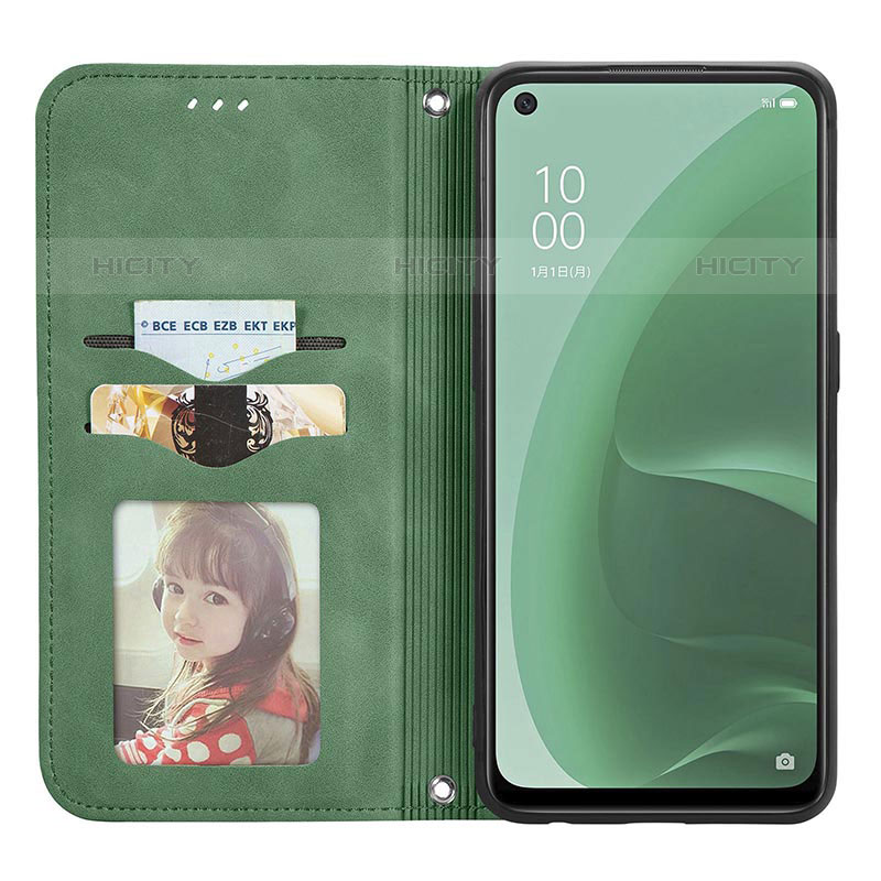 Funda de Cuero Cartera con Soporte Carcasa S04D para Oppo A55S 5G