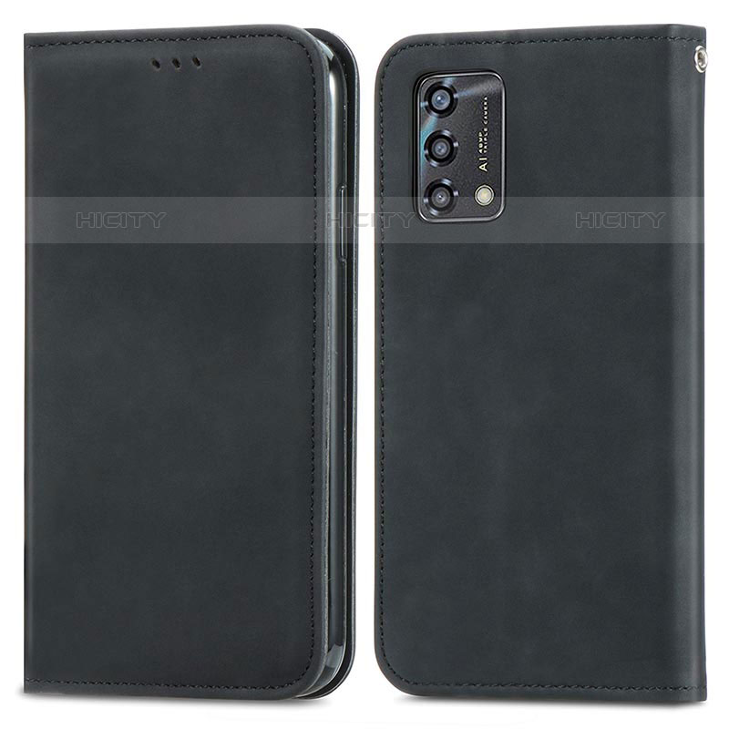 Funda de Cuero Cartera con Soporte Carcasa S04D para Oppo A74 4G Negro