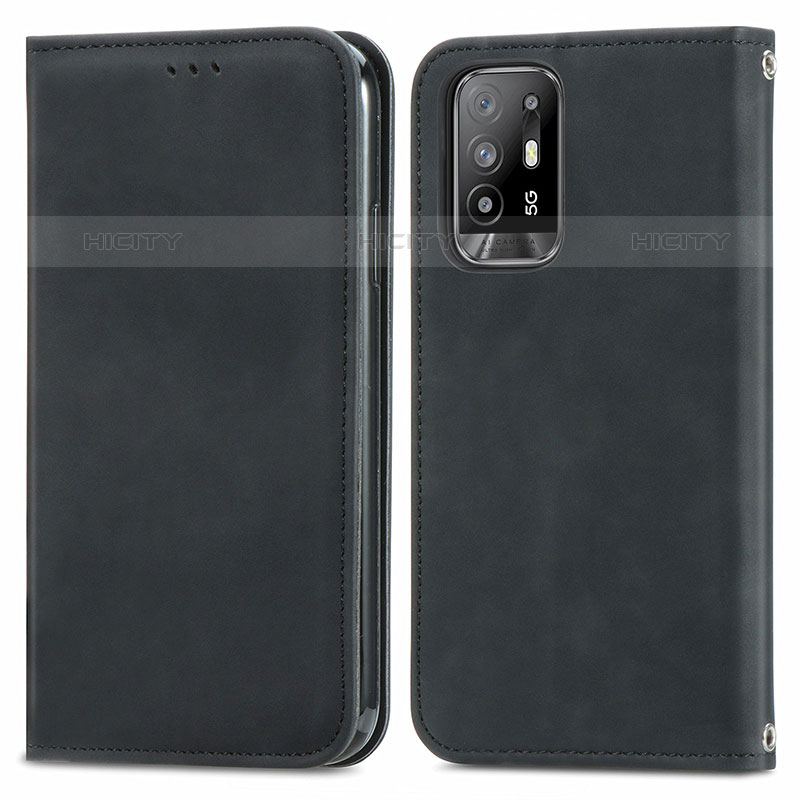 Funda de Cuero Cartera con Soporte Carcasa S04D para Oppo A94 5G Negro