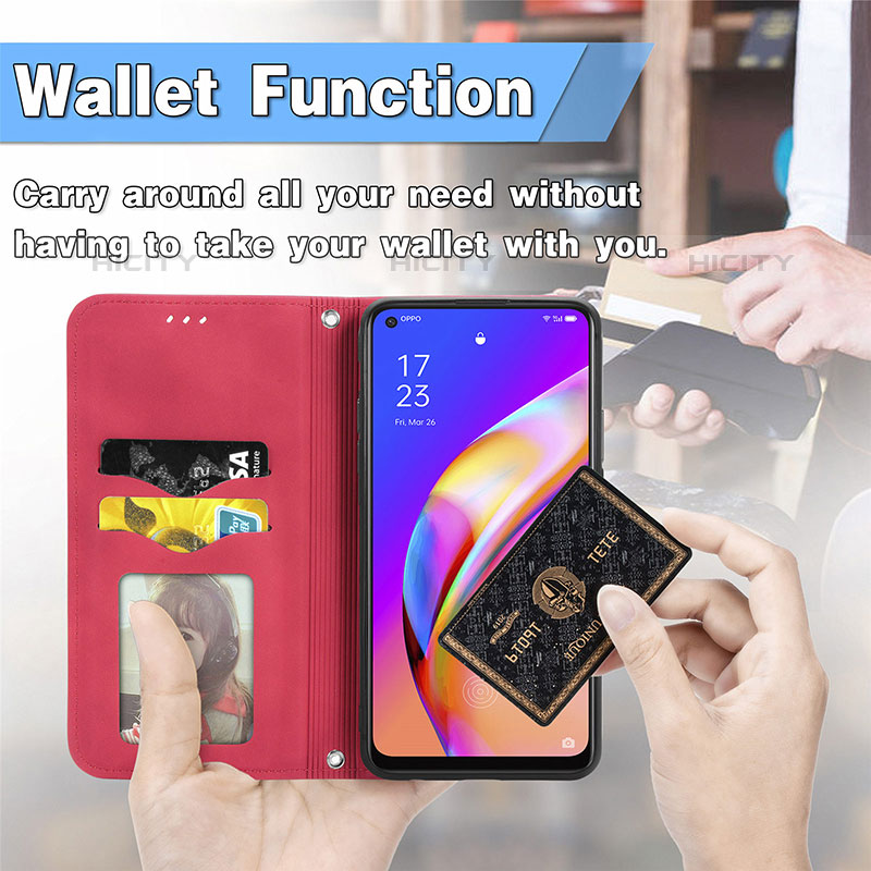 Funda de Cuero Cartera con Soporte Carcasa S04D para Oppo A95 5G