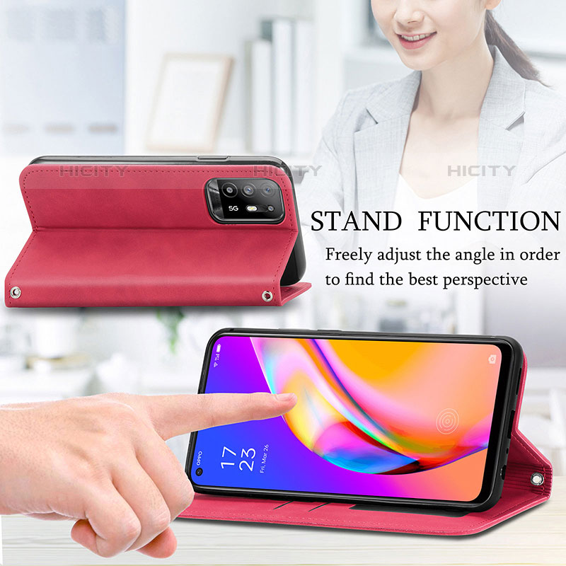 Funda de Cuero Cartera con Soporte Carcasa S04D para Oppo F19 Pro+ Plus 5G