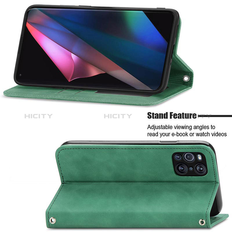 Funda de Cuero Cartera con Soporte Carcasa S04D para Oppo Find X3 5G