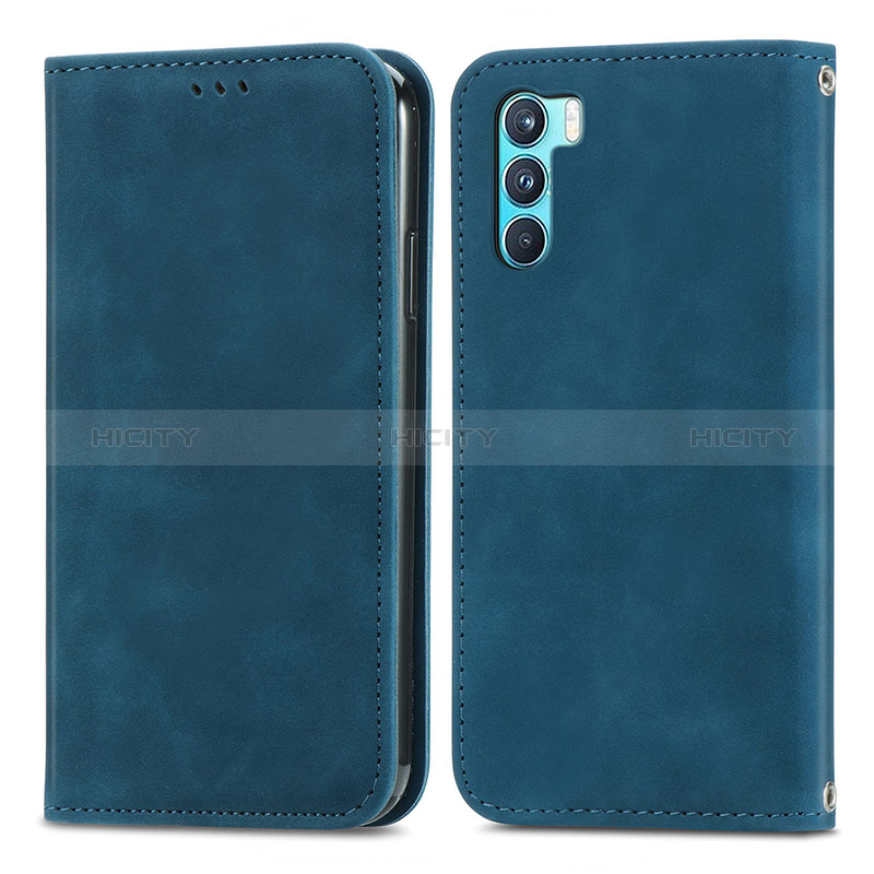 Funda de Cuero Cartera con Soporte Carcasa S04D para Oppo K9 Pro 5G Azul