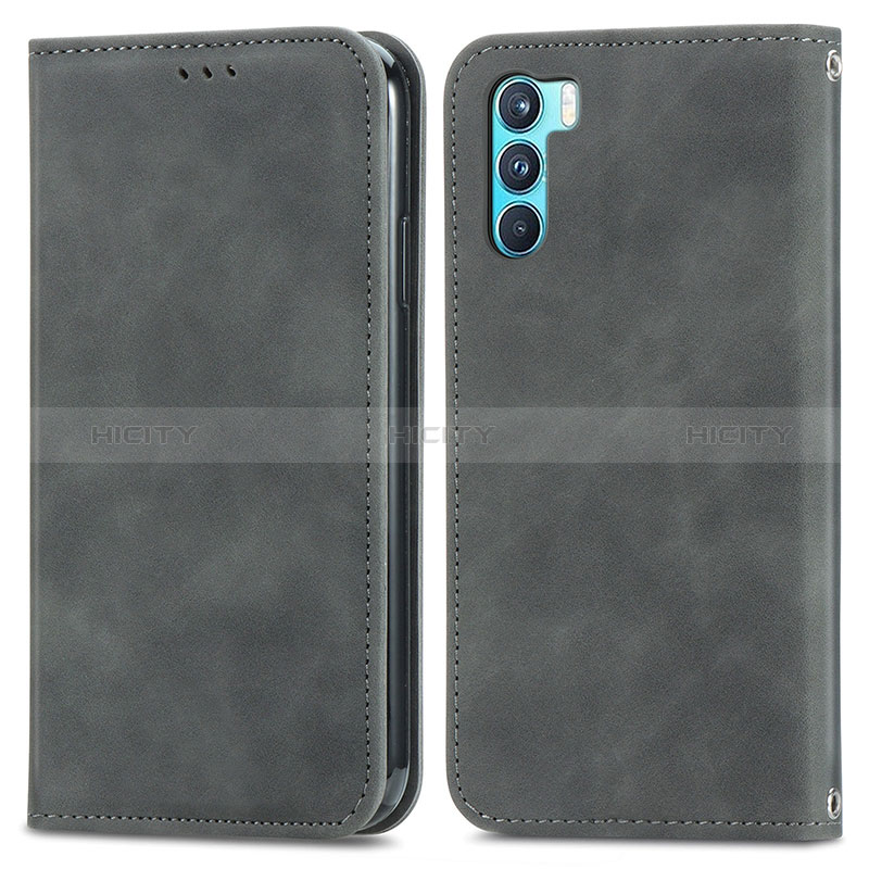 Funda de Cuero Cartera con Soporte Carcasa S04D para Oppo K9 Pro 5G Gris