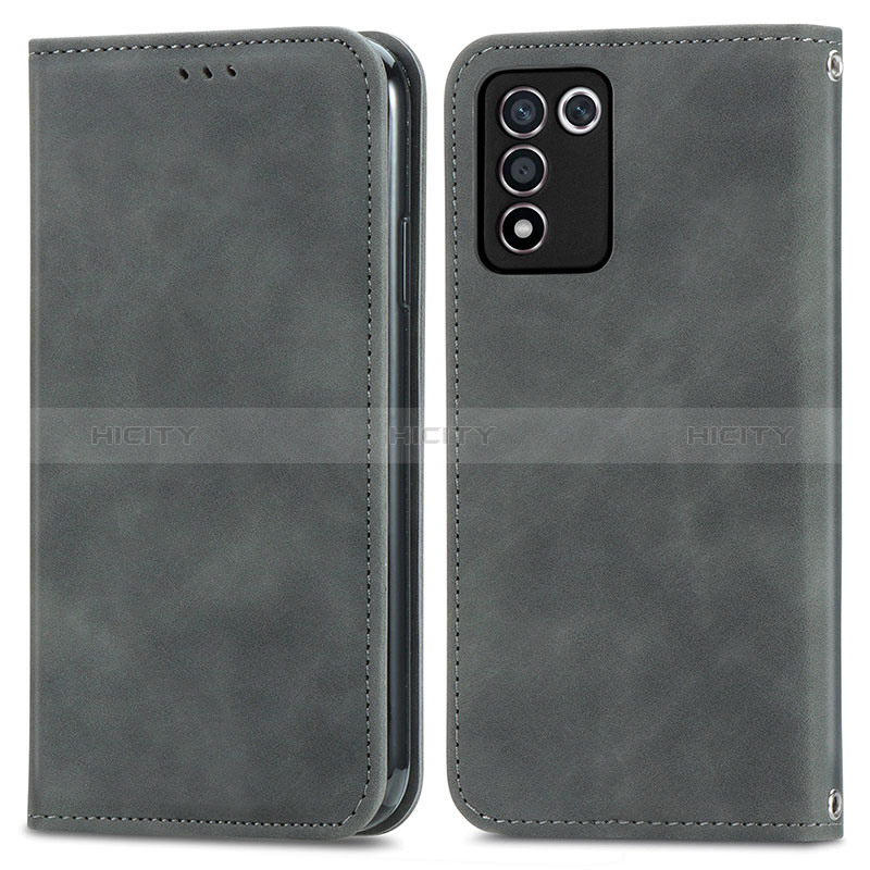 Funda de Cuero Cartera con Soporte Carcasa S04D para Oppo K9S 5G Gris