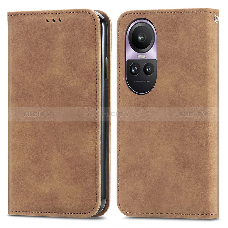 Funda de Cuero Cartera con Soporte Carcasa S04D para Oppo Reno10 5G Marron