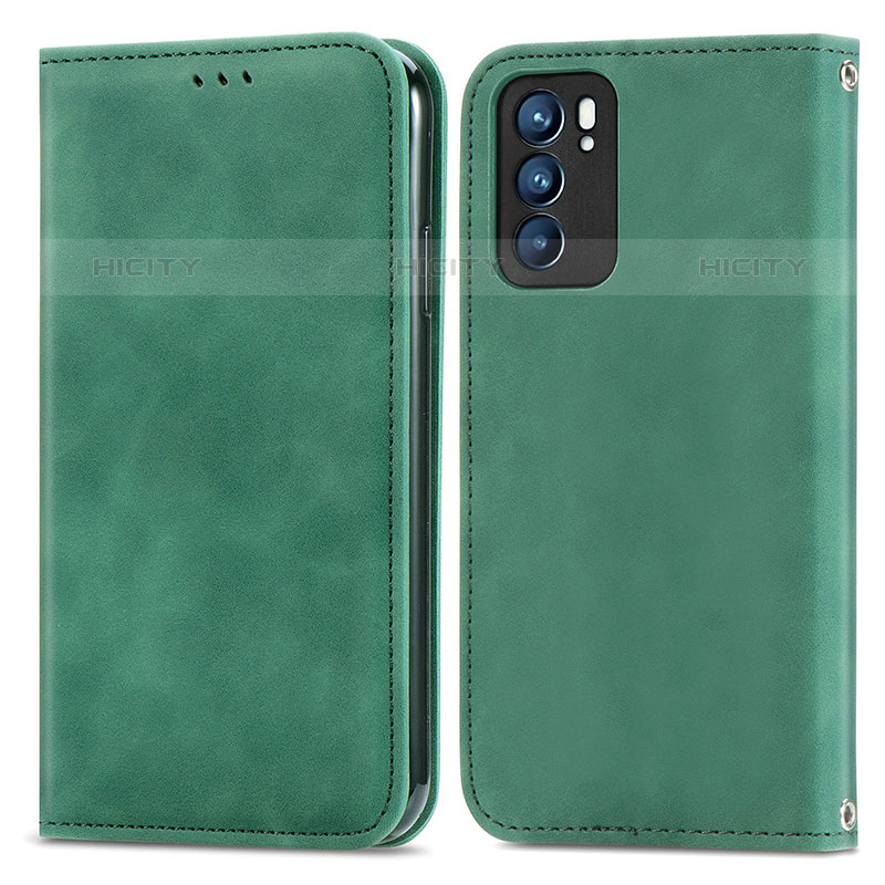 Funda de Cuero Cartera con Soporte Carcasa S04D para Oppo Reno6 5G