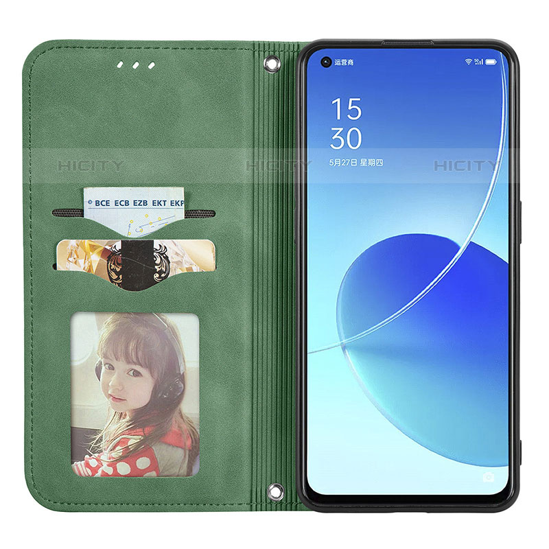 Funda de Cuero Cartera con Soporte Carcasa S04D para Oppo Reno6 5G