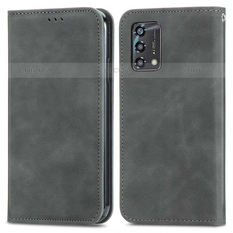 Funda de Cuero Cartera con Soporte Carcasa S04D para Oppo Reno6 Lite Gris