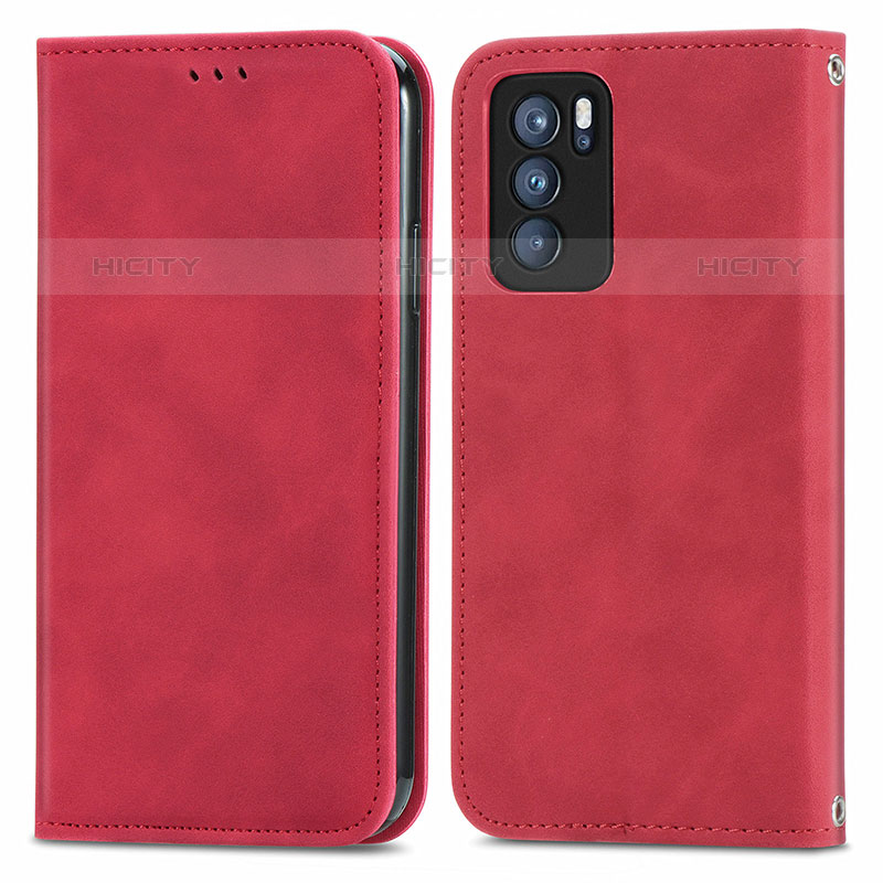 Funda de Cuero Cartera con Soporte Carcasa S04D para Oppo Reno6 Pro 5G India